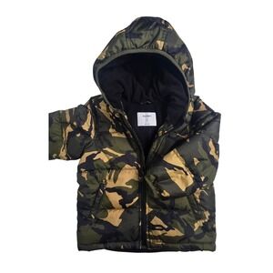 Old Navy 3T Camo Puffer Jacket Kids Green Excellent